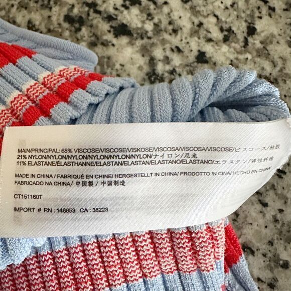 C/MEO Collective Cross‎ Back Cropped Tank Top Blue Red Small Preppy Sporty Chic - Picture 7 of 9